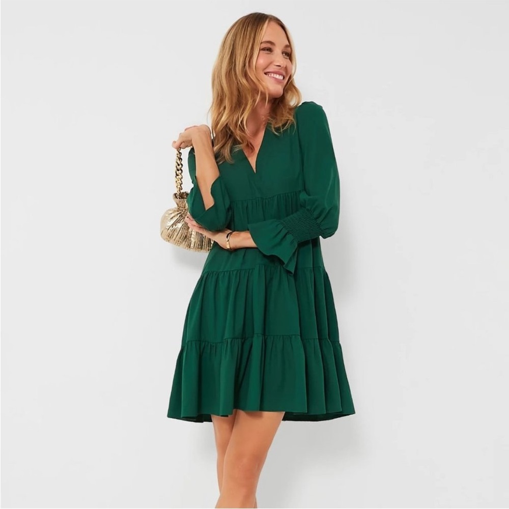 Tuckernuck Pomander Place Kenzo Hunter Green Crepe Dress New Size XS